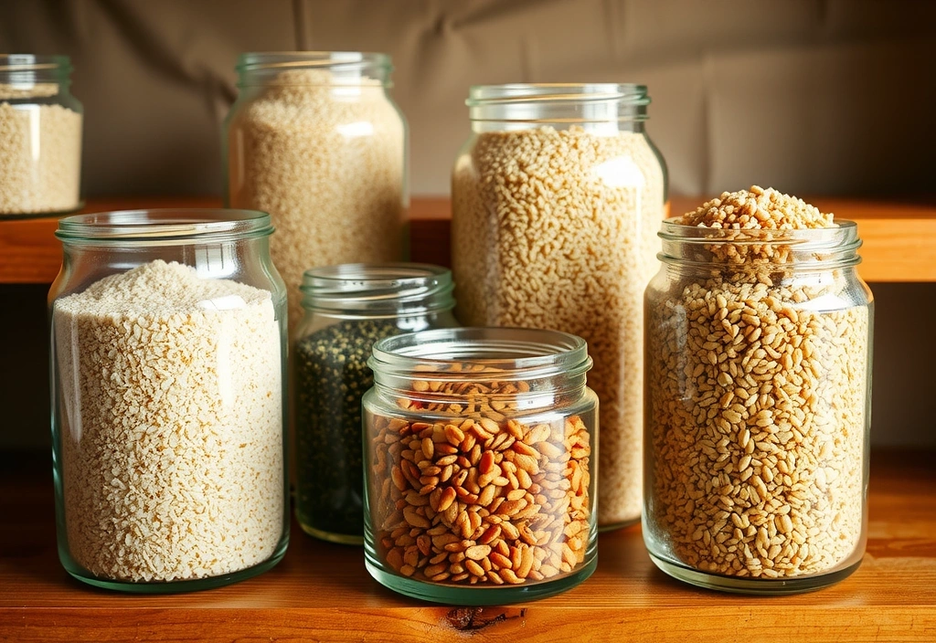Grãos integrais na despensa